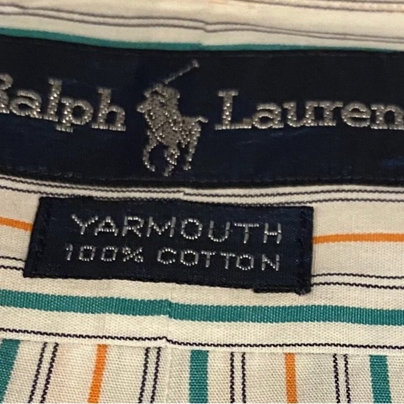 POLO RL GREEN & ORANGE FINE LINE LONG SLEEVE BUTTON DOWN SHIRT/SZ 2XL/PRE-OWNED - Picture 4 of 7